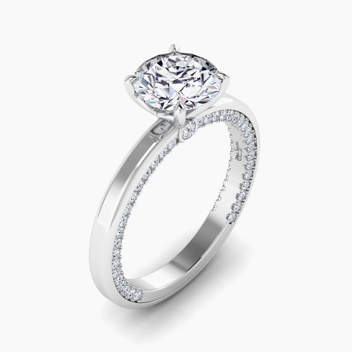 Sagitta Anello di Fidanzamento Hidden Halo con Diamanti Naturali 3