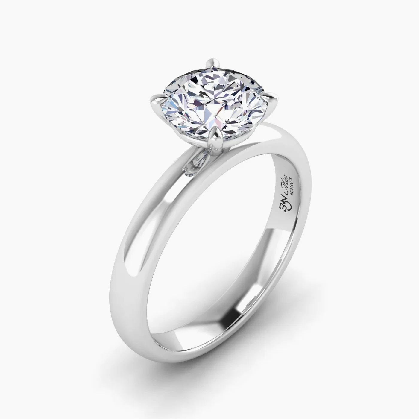 Mira Minimal V Peg Head Basket Solitaire Diamond Engagement Ring 2