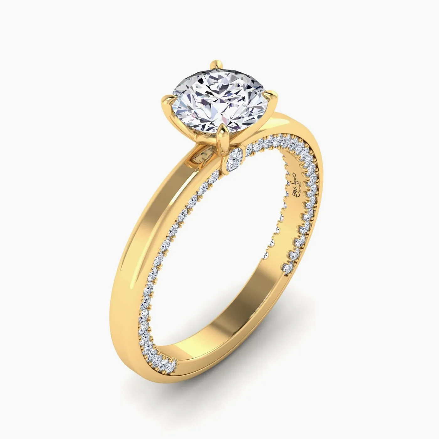 Anello di Fidanzamento Hidden Halo Sagitta con Diamante Lab Grown Rotondo da 1,03 Ct 3