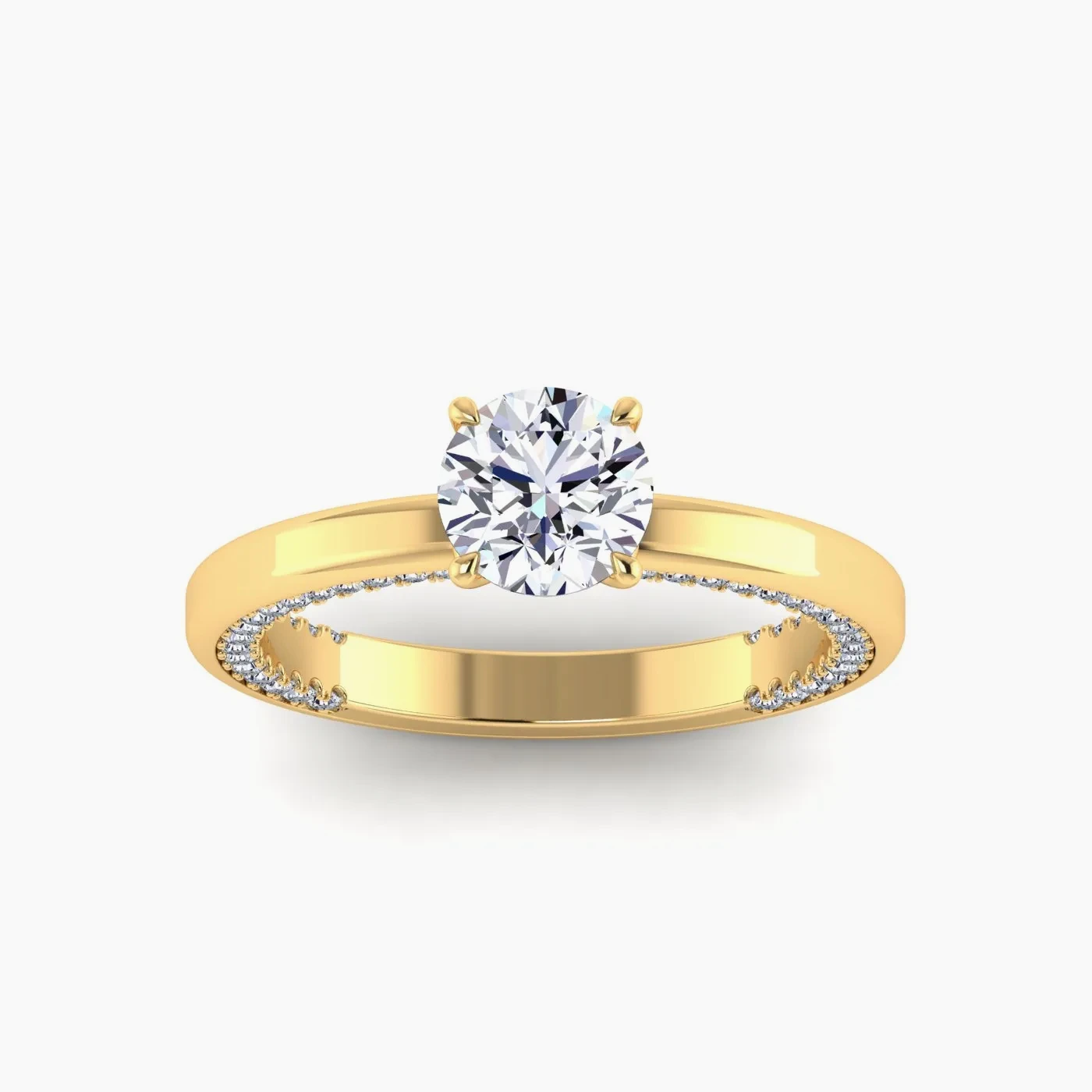 Anello di Fidanzamento Hidden Halo Sagitta con Diamante Lab Grown Rotondo da 1,03 Ct 5