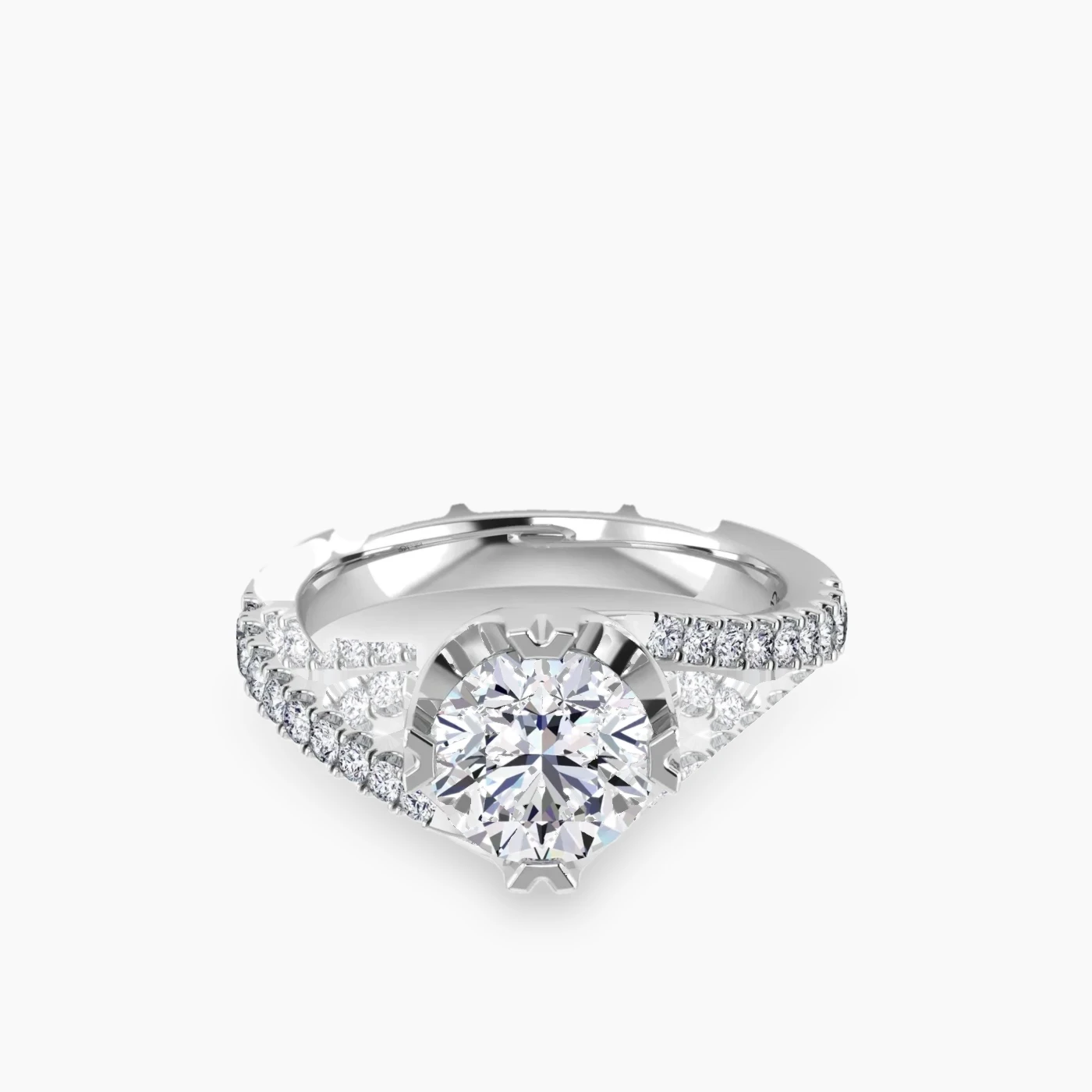 Anello di Fidanzamento Pavè Idra con Diamante Lab Grown Rotondo da 1,42 Ct 4
