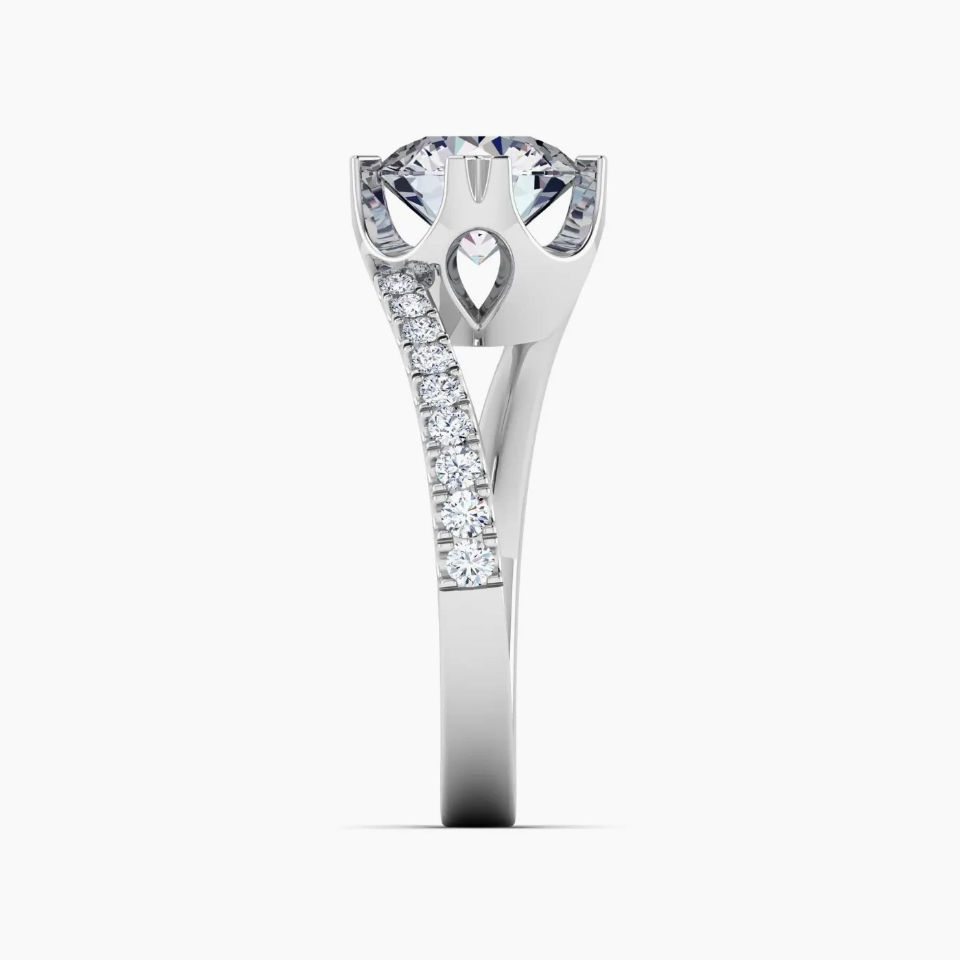 Anello di Fidanzamento Pavè Idra con Diamante Lab Grown Rotondo da 1,42 Ct 6
