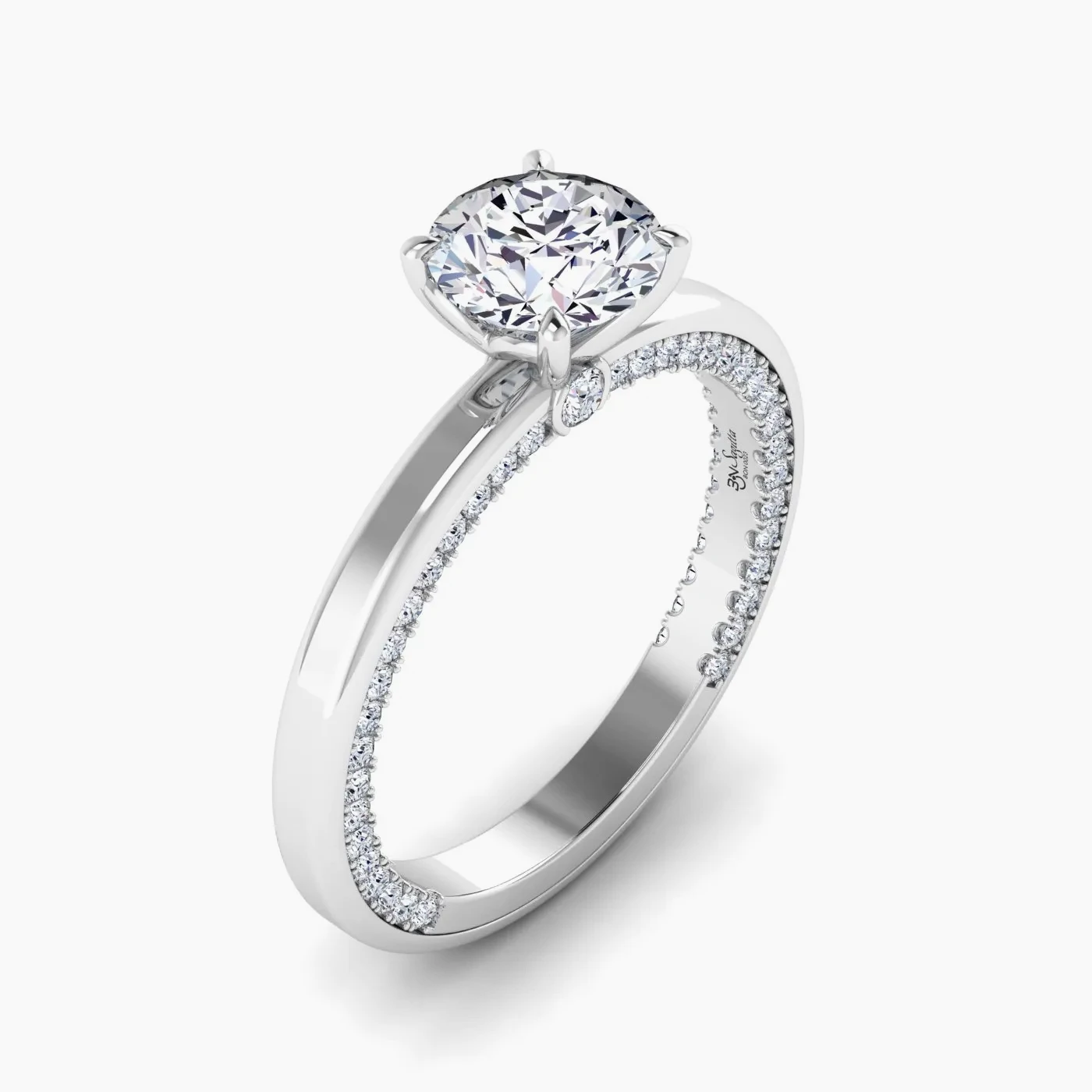 Sagitta Hidden Halo with 1.00 Ct Round Certified Lab Grown Diamond 3