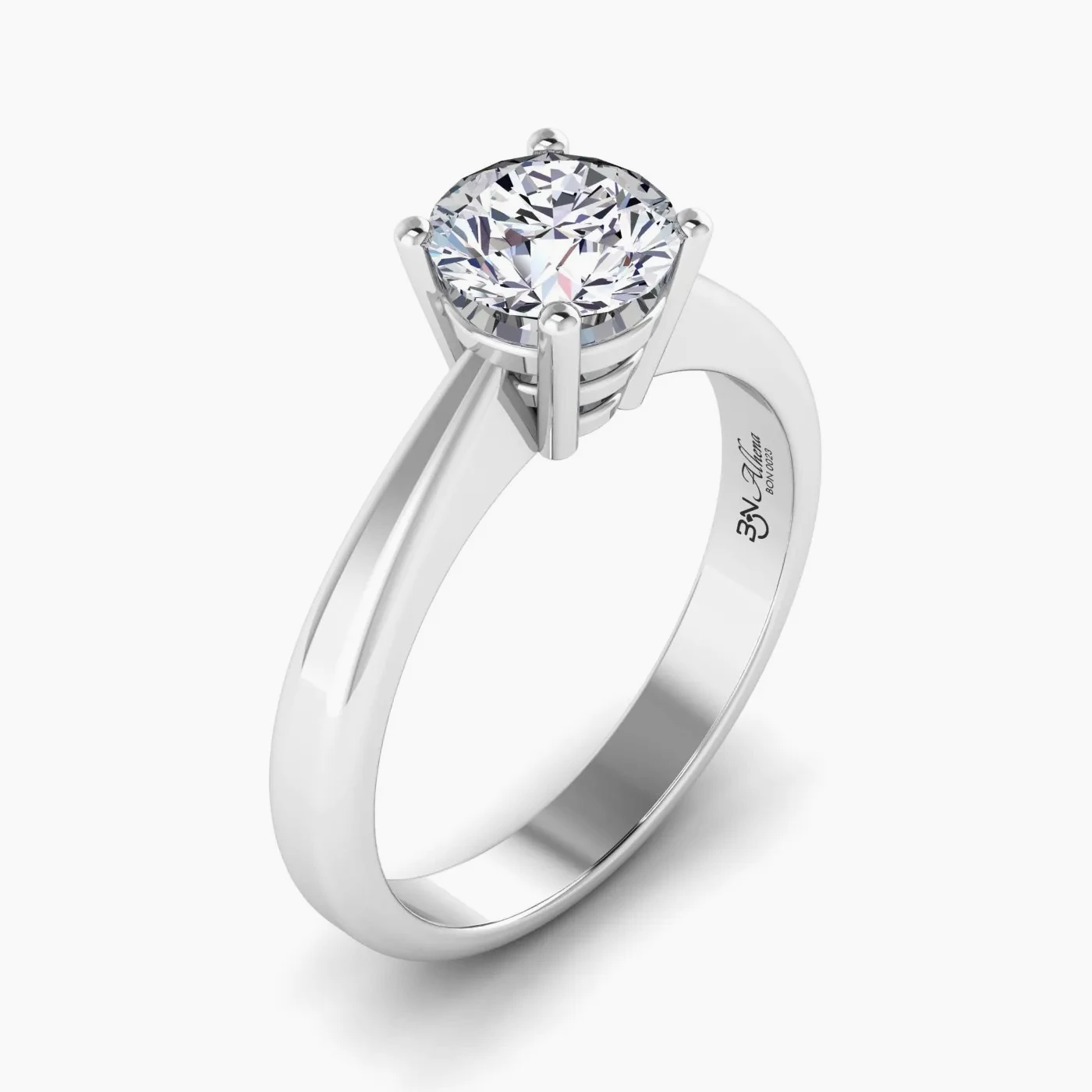 Alhena Solitaire Engagement Ring with 1,32 ct Round Certified Lab Diamond 3