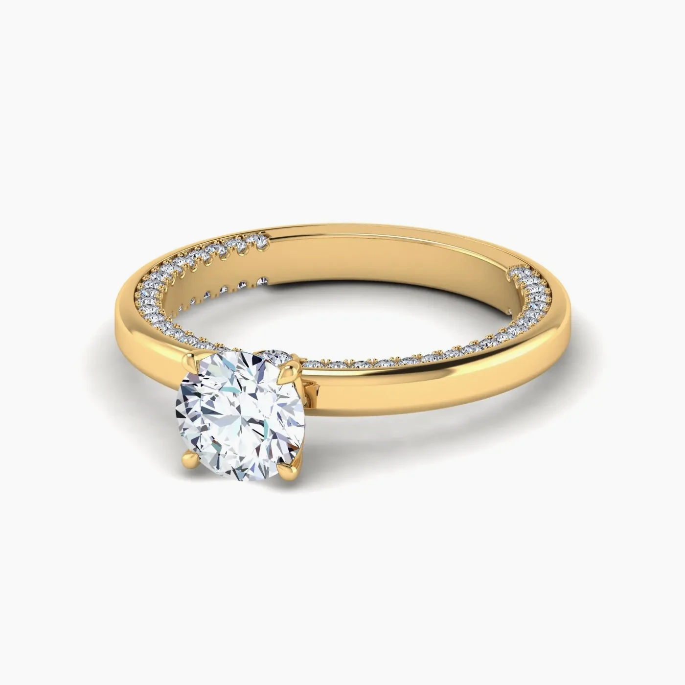 Anello di Fidanzamento Hidden Halo Sagitta con Diamante Lab Grown Rotondo da 1,03 Ct 2