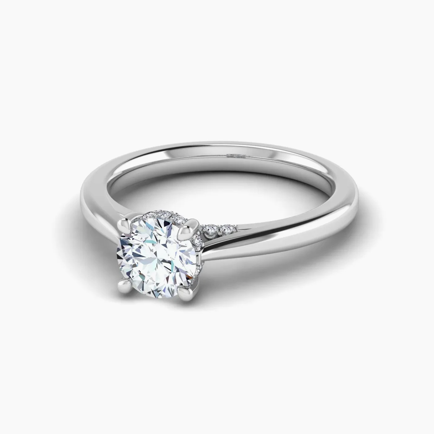 Leo Hidden Halo Engagement Ring with 1,14 Ct Round Certified Lab Diamond 2