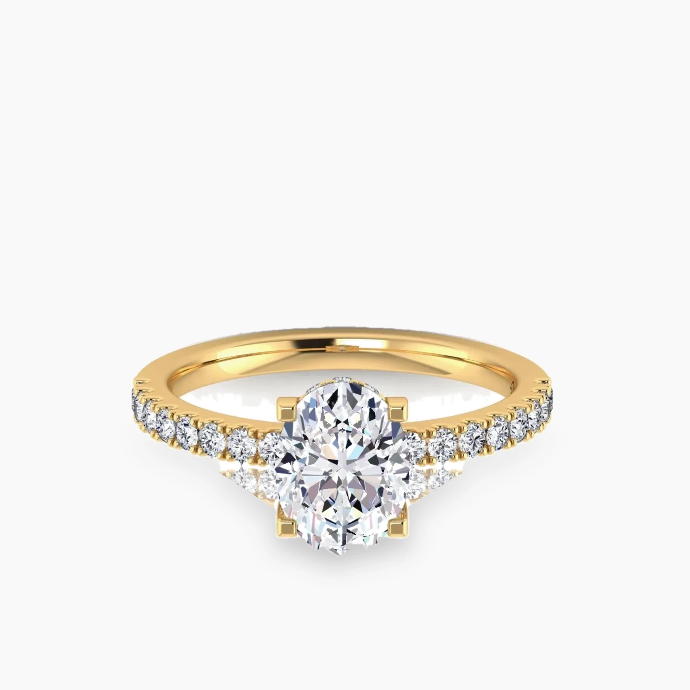 Aries Anello di Fidanzamento Hidden Halo Pavé Radioso con Diamanti Lab Grown