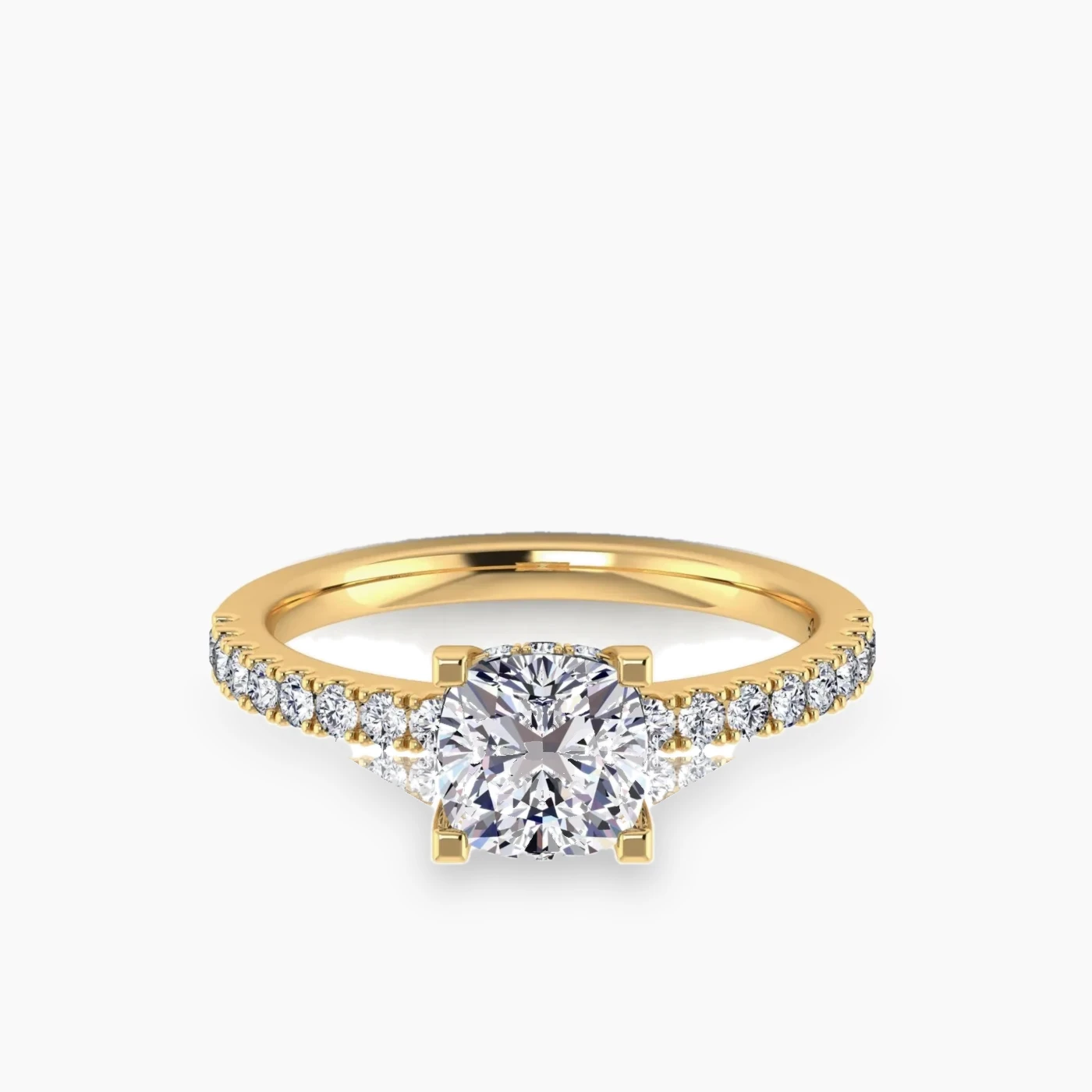 Aries Anello di Fidanzamento Hidden Halo Pavé Radioso con Diamanti Lab Grown