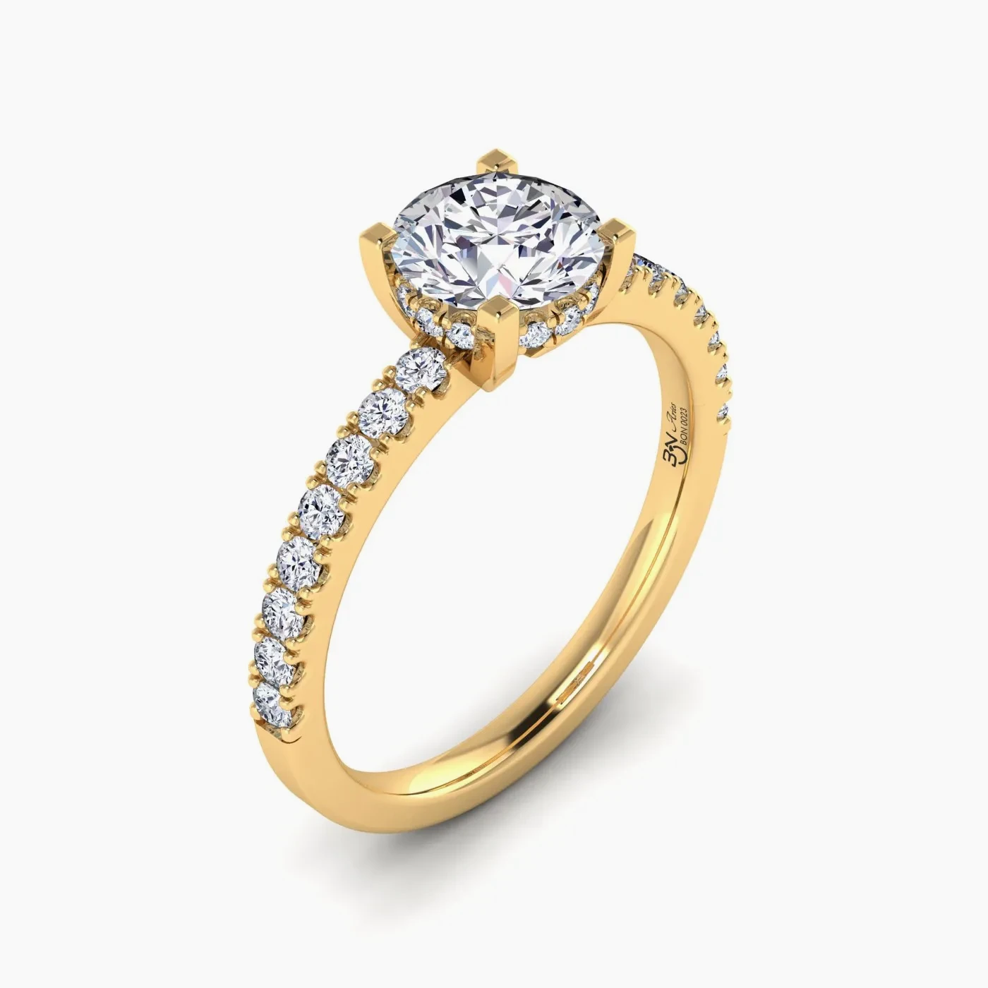 Anello di Fidanzamento Solitario Aries con Diamante Lab Grown Rotondo da 1,08 ct 3