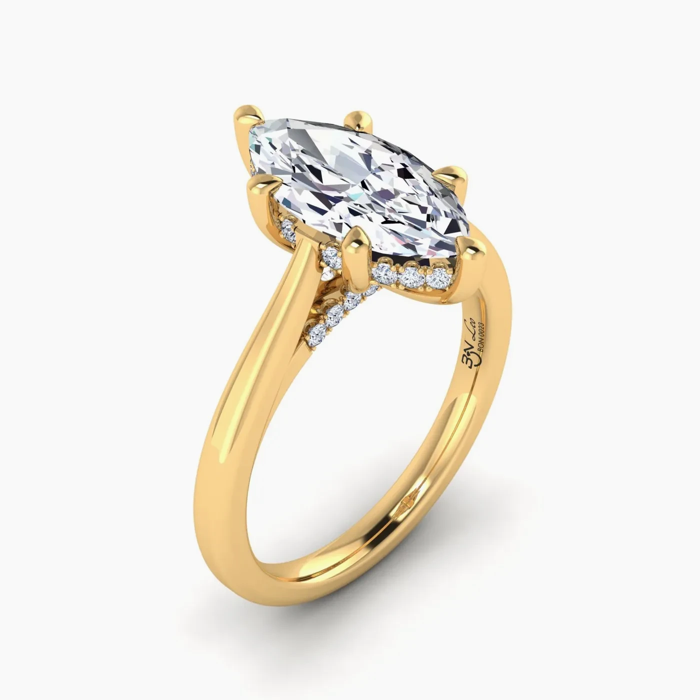 Leo Hidden Halo Engagement Ring with 2 ct Marquise Lab Grown Diamond 3