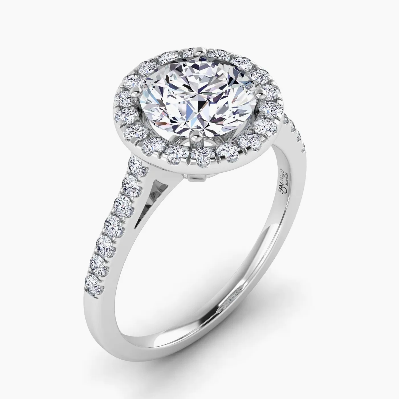 Anello di Fidanzamento Halo Hoag's con Diamante Lab Grown Rotondo da 1.57ct 3