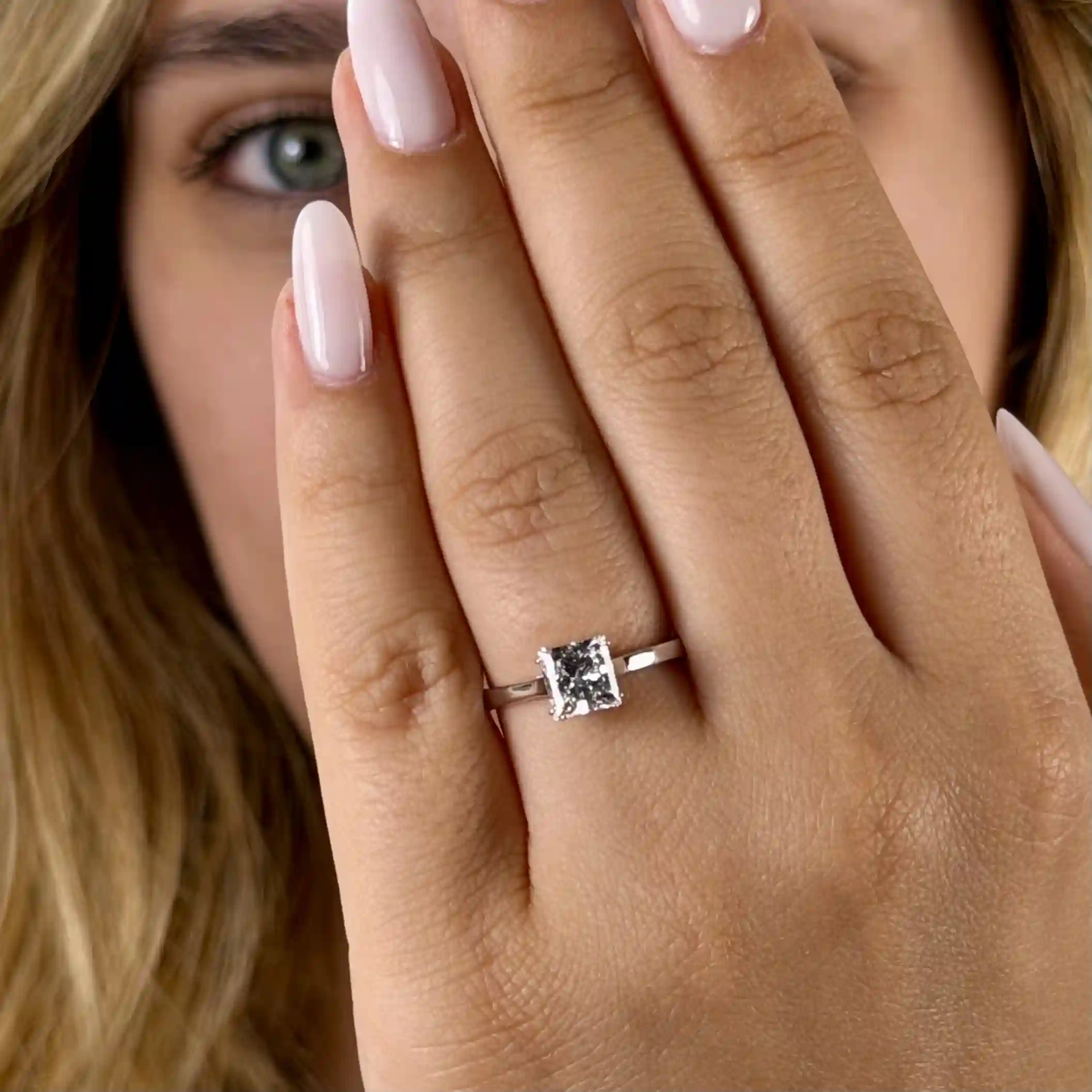 Merga Solitaire Engagement Ring with a 1.43 ct Princess Lab Grown Diamond 4