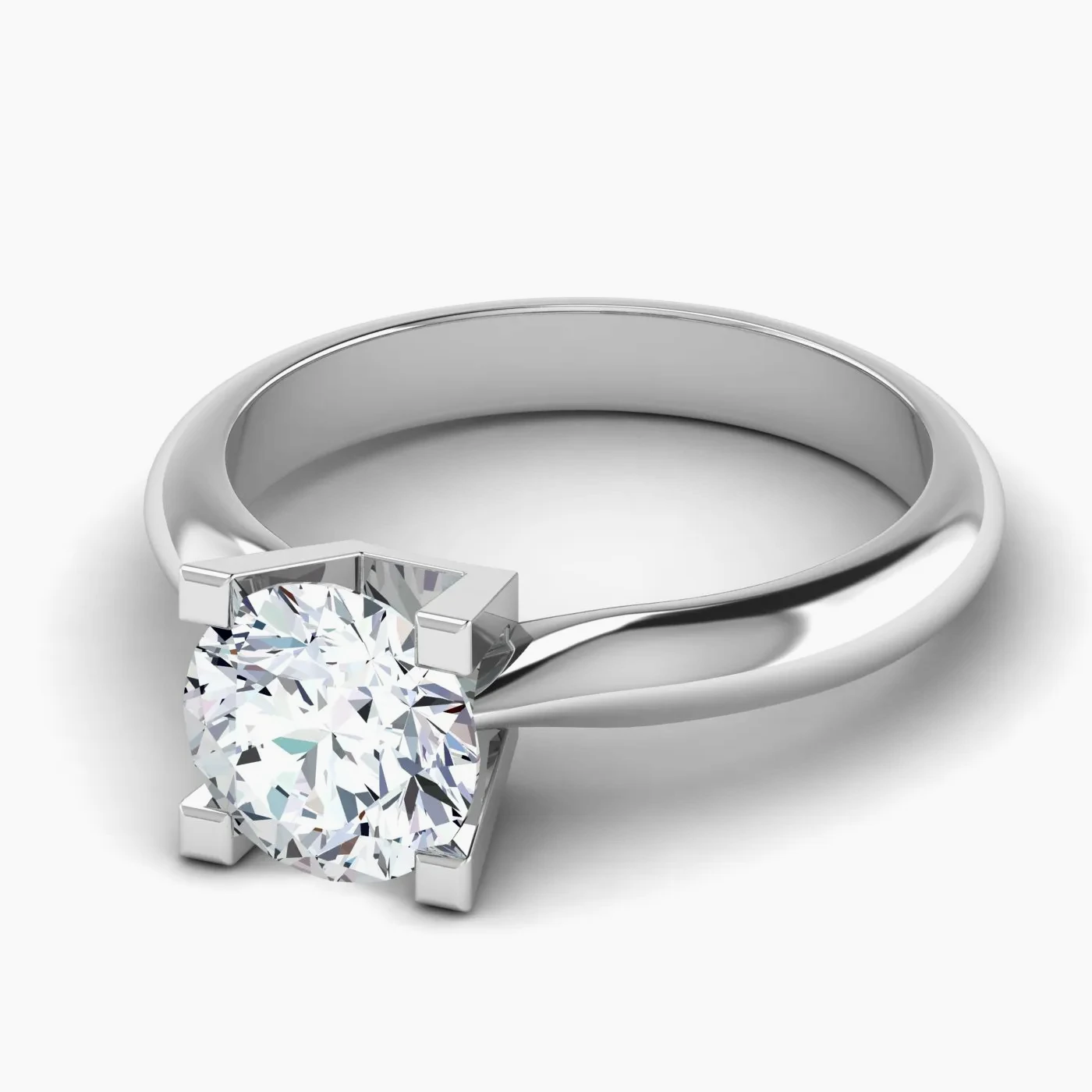 Altair Anello di Fidanzamento Solitario Geometrico a V con Diamante 2