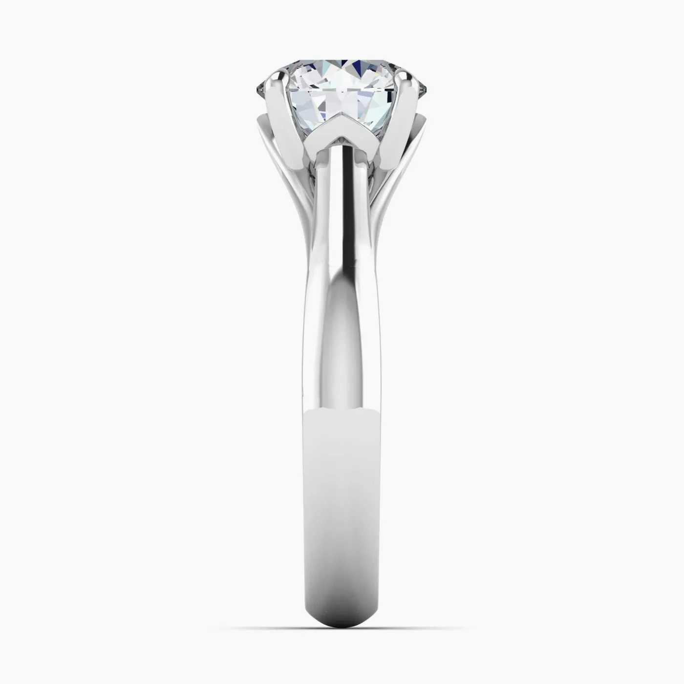 Diadema Anello di Fidanzamento Solitario Luminoso Montatura Cattedrale con Diamante 7