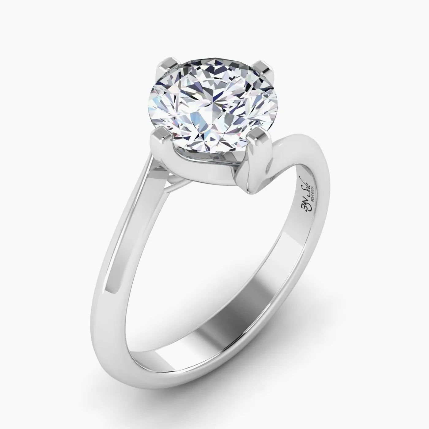 Sole Radiant Bypass Solitaire Diamond Engagement Ring 3