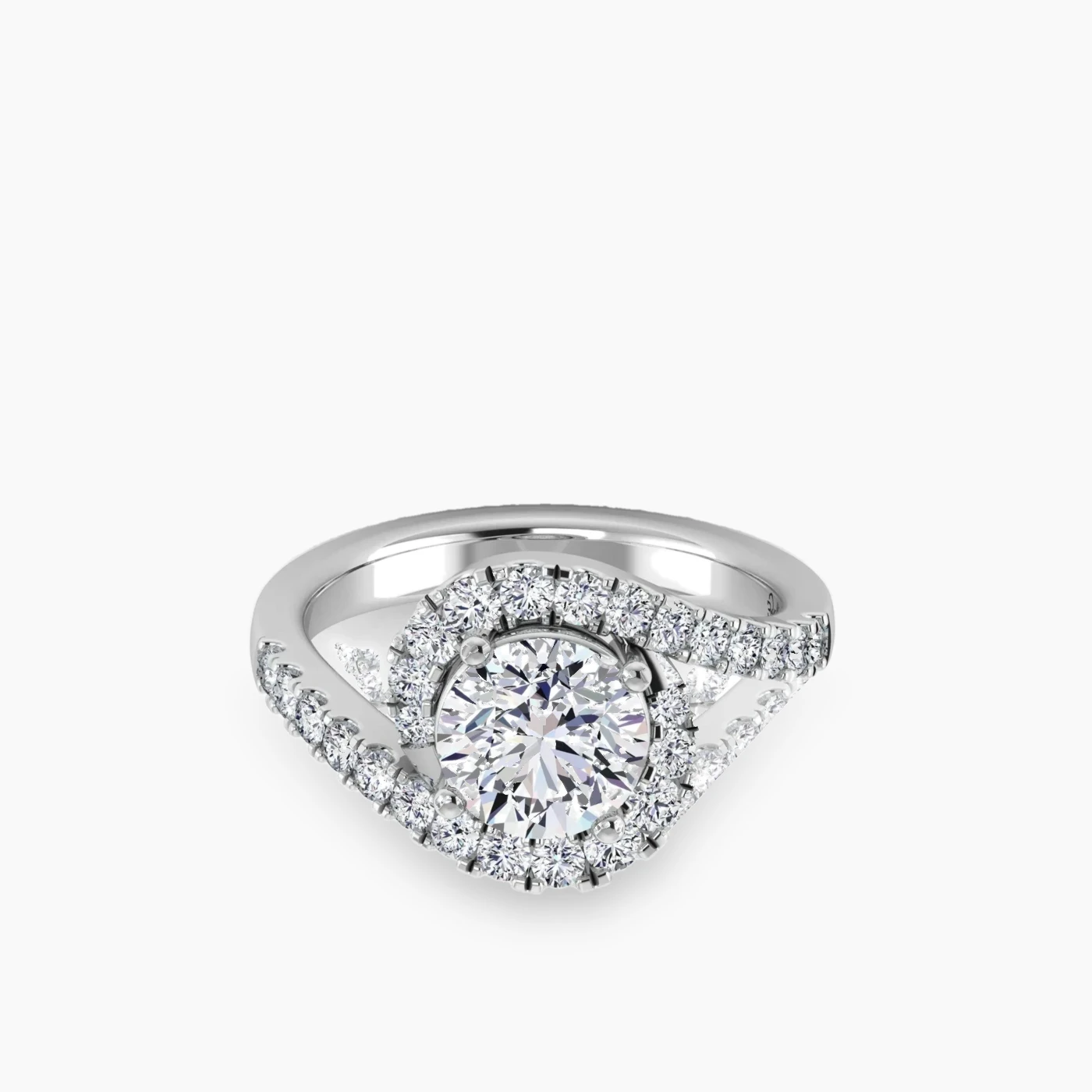 Pinwheel Anello di Fidanzamento Bypass Halo Vortice con Diamanti Naturali 4