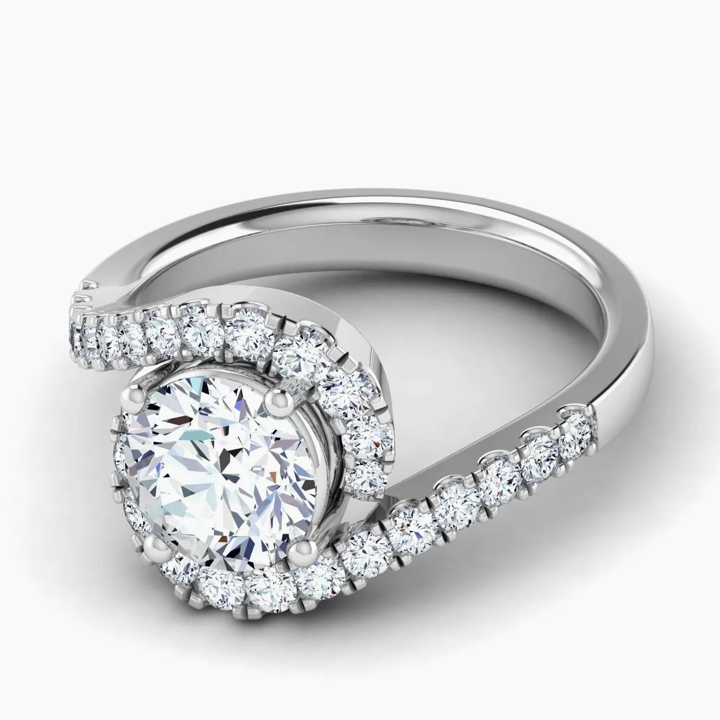 Pinwheel Anello di Fidanzamento Bypass Halo Vortice con Diamanti Naturali 2