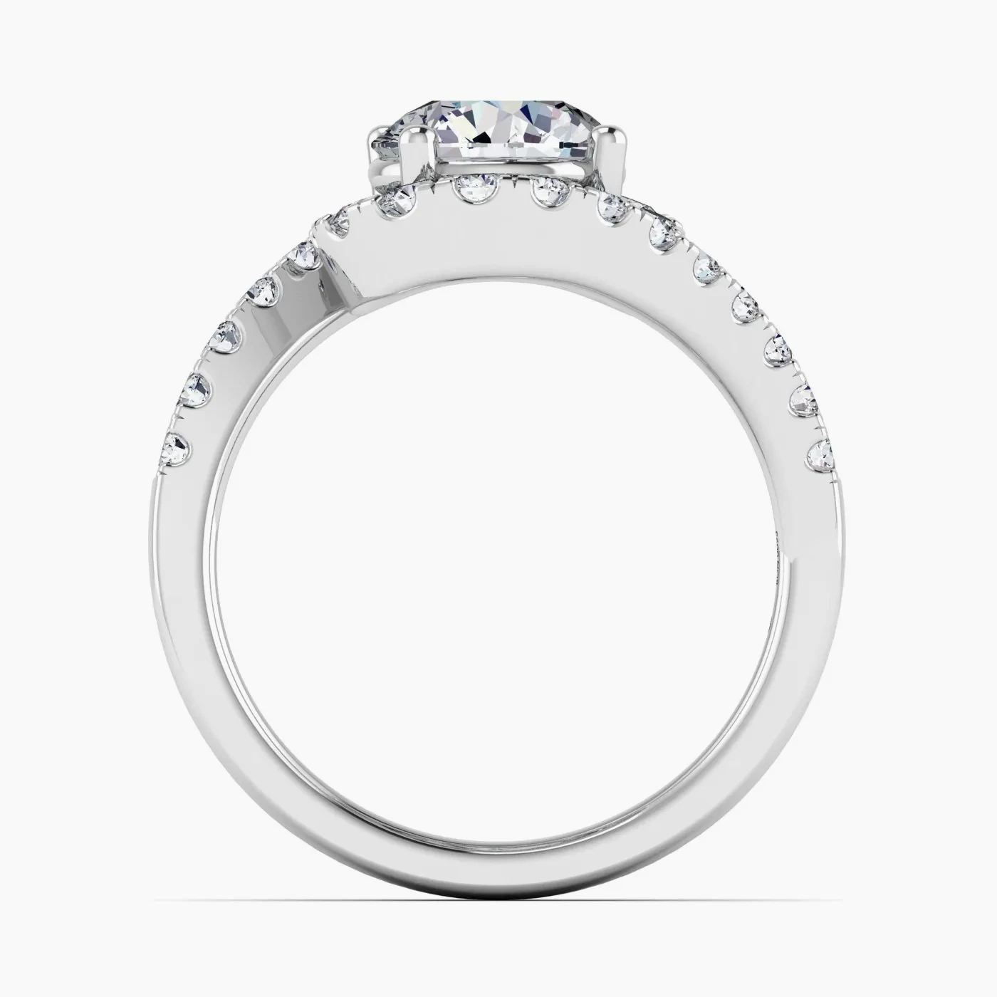 Pinwheel Anello di Fidanzamento Bypass Halo Vortice con Diamanti Naturali 5