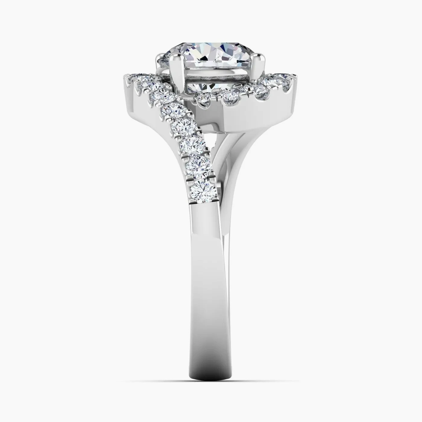 Pinwheel Anello di Fidanzamento Bypass Halo Vortice con Diamanti Naturali 6