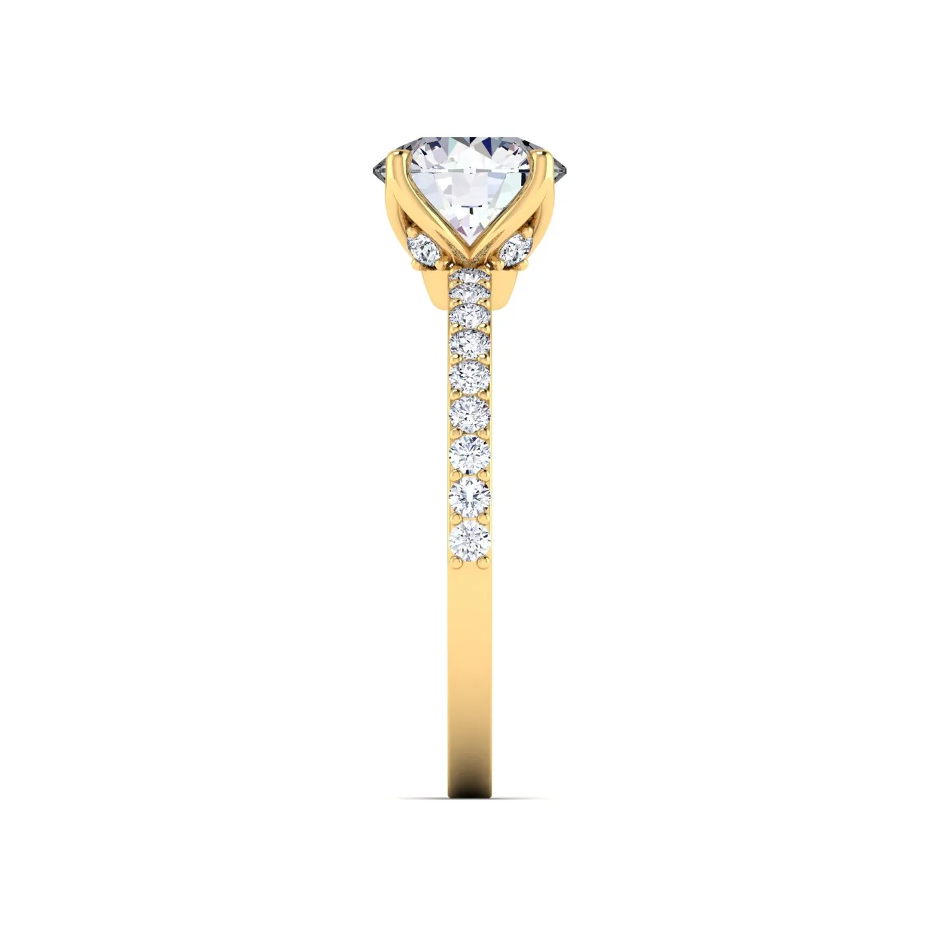 Cassiopea Anello di Fidanzamento Hidden Halo con Diamanti Lab Grown in oro giallo 18 Kt