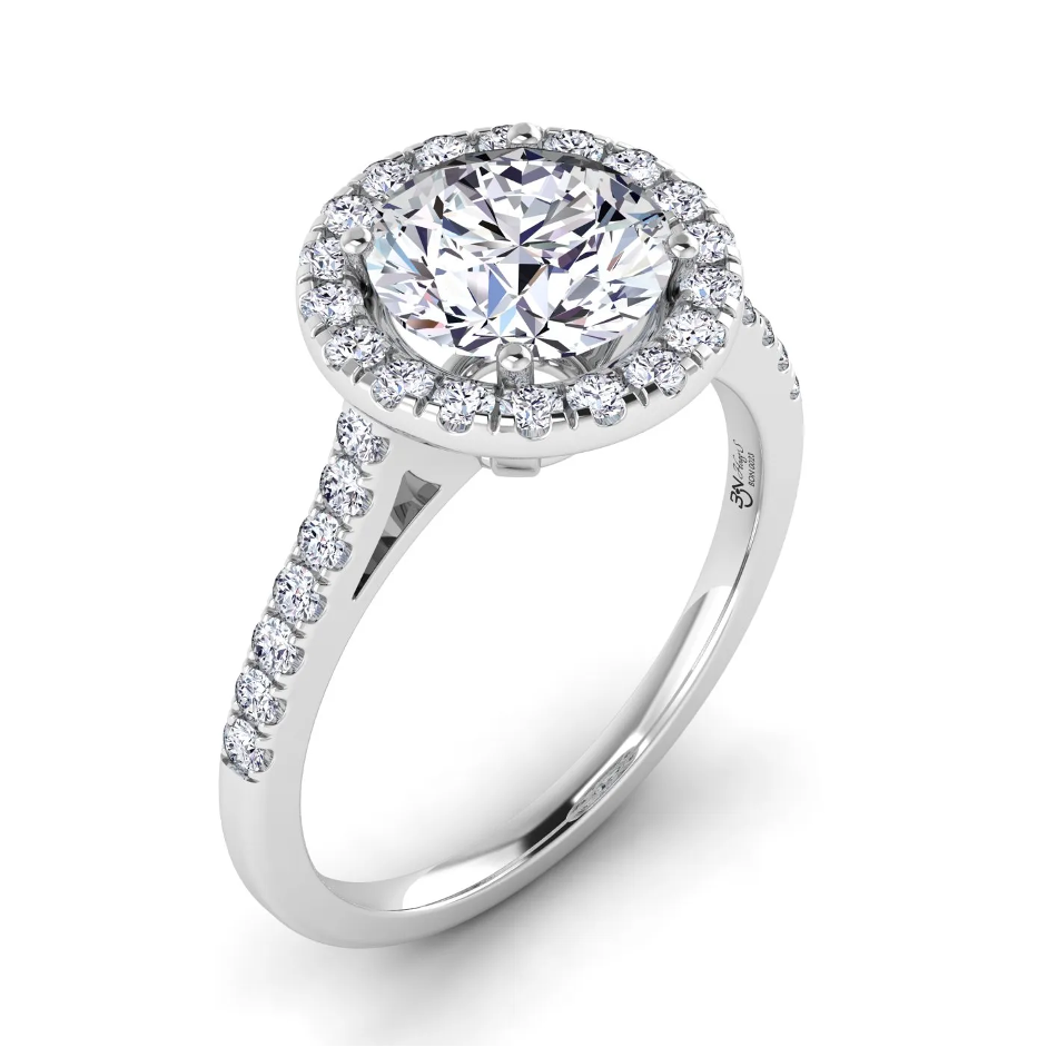Hoag’s Anello di Fidanzamento Halo Scintillante con Diamanti Lab Grown in oro bianco 18 Kt